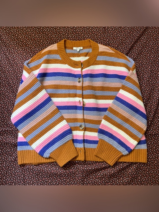 Madewell Sweaters - Madewell Multicolor Striped Button Cardigan - Tan, Pink, Blue, Cream, Purple